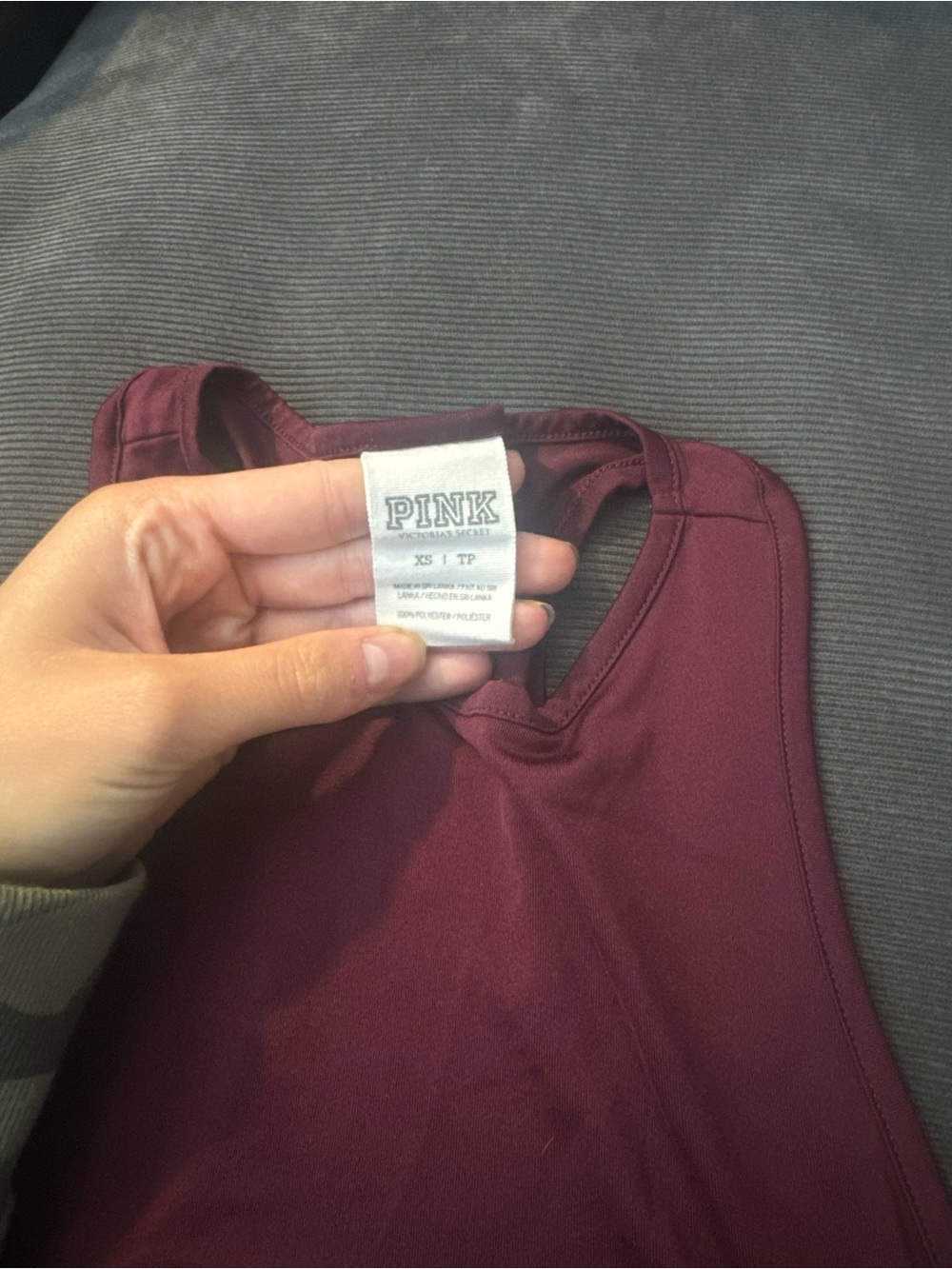 PINK Victoria's Secret Two-Tone Racerback Tank - Maroon & Light Blue - Picture 2 of 3